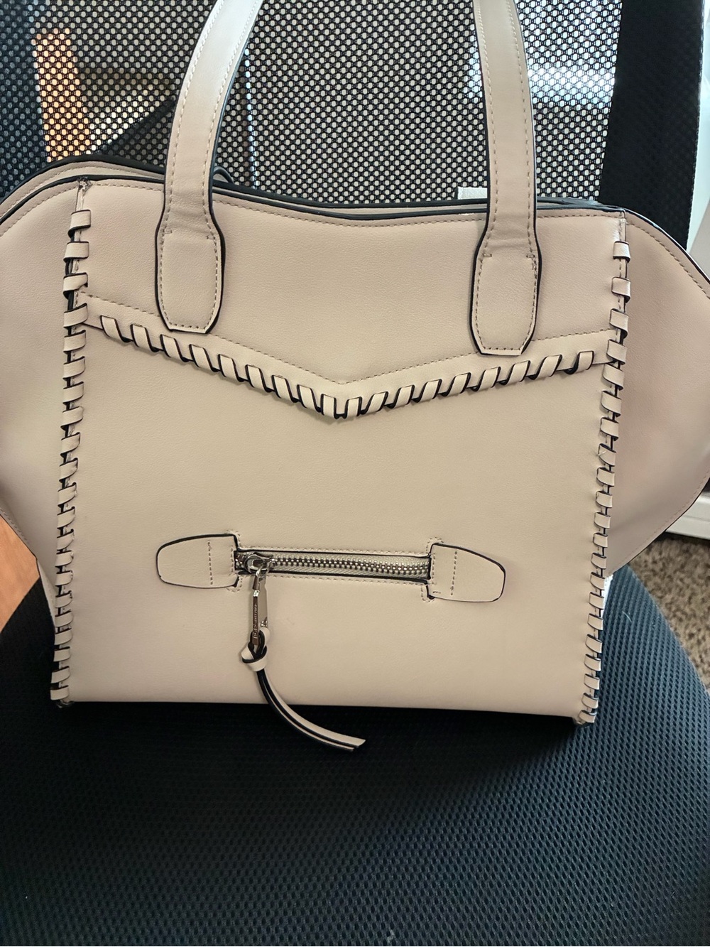 BCBGeneration Cream Tote with Whipstitch Trim